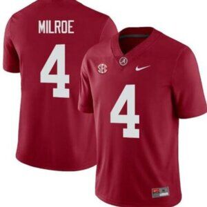 Mens Kids Youths 4 Jalen Milroe Red Stitched Vapor Jersey